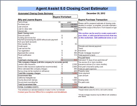 Buyers Closing Costs Agent Goal Planner Buyers Closing Costs Agent Goal Planner