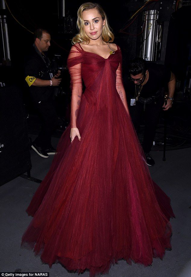 Miley Cyrus Dons Ruby Red Princess Gown At The Grammys Daily Mail Online Miley Cyrus Dons Ruby Red Princess Gown At The Grammys Daily Mail Online