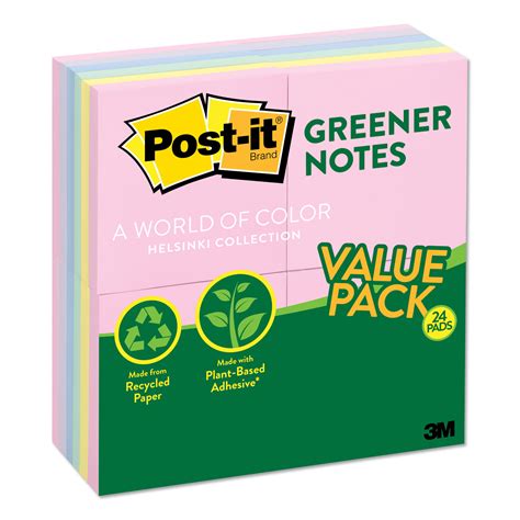 Post-It Greener Notes, 12 Pads, 1 3/8 In X 1 7/8 In, 100% Recycled ... Post-It Greener Notes, 12 Pads, 1 3/8 In X 1 7/8 In, 100% Recycled ...